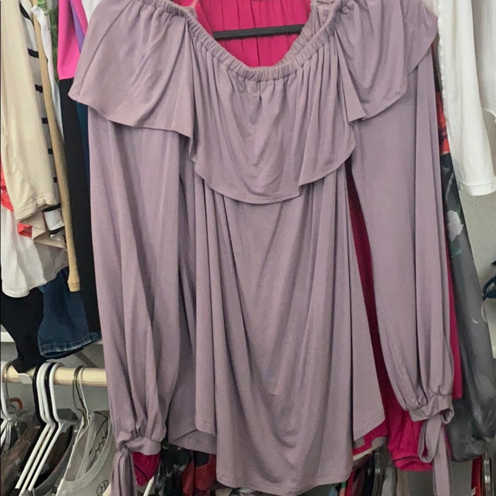 Off the shoulder lilac color blouse